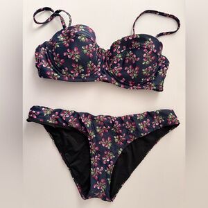 J. Crew - EUC - raspberry print on navy background - top: 34B / bottoms: small.